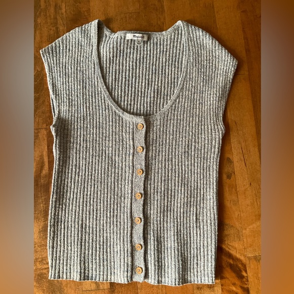Madewell Shaw Button-Front Sweater Tee size Medium, in Marled Rain - Picture 2 of 4